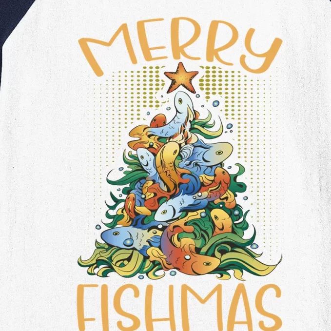 Merry Fishmas Cute Gift Baseball Sleeve Shirt