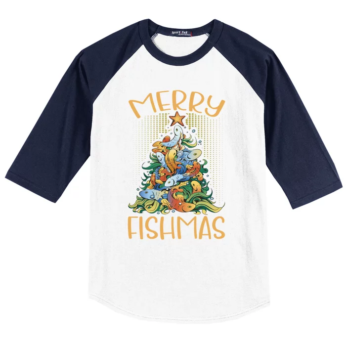 Merry Fishmas Cute Gift Baseball Sleeve Shirt