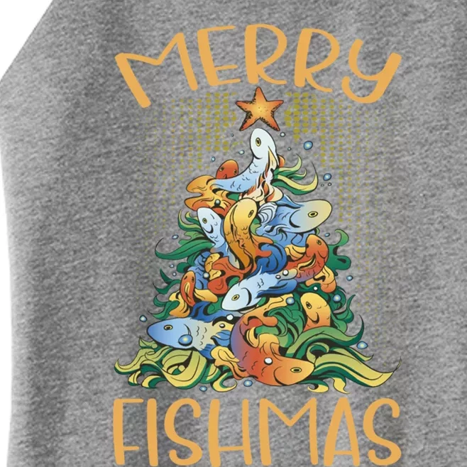 Merry Fishmas Cute Gift Women’s Perfect Tri Rocker Tank