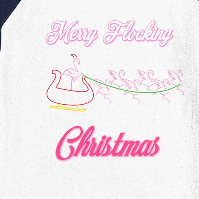 Merry Flocking Christmas Funny Santa Claus Reindeer Xmas Cool Gift Baseball Sleeve Shirt