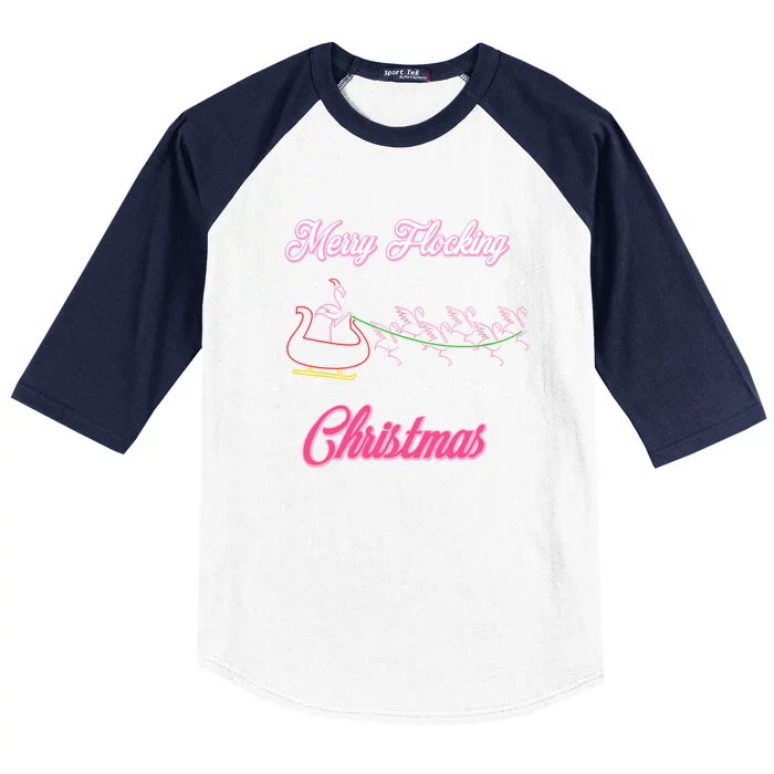 Merry Flocking Christmas Funny Santa Claus Reindeer Xmas Cool Gift Baseball Sleeve Shirt