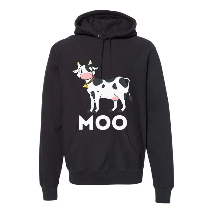 Moo Funny Cow Lover Famer Cattle Ranch Dairy Farming Premium Hoodie