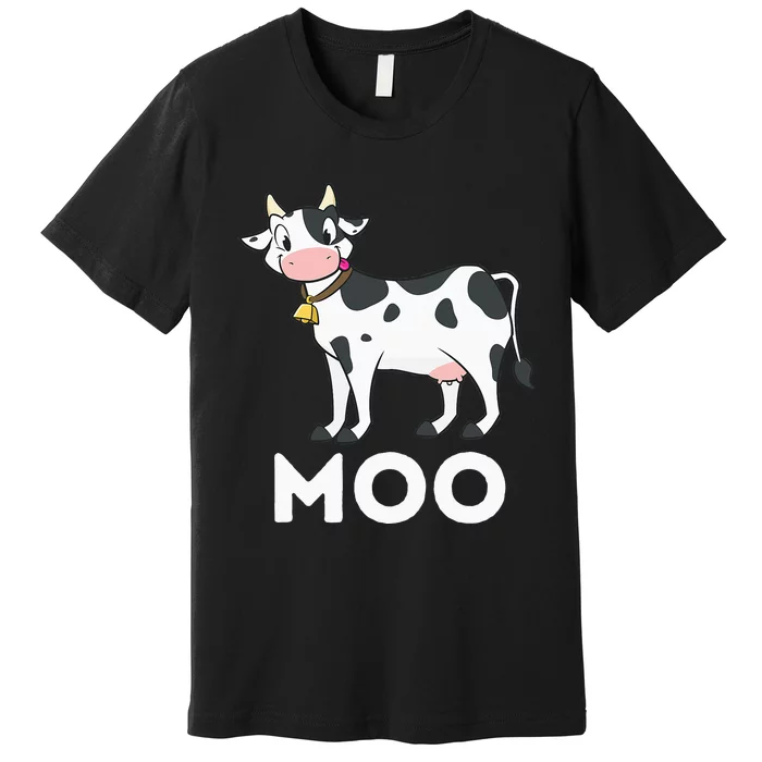 Moo Funny Cow Lover Famer Cattle Ranch Dairy Farming Premium T-Shirt