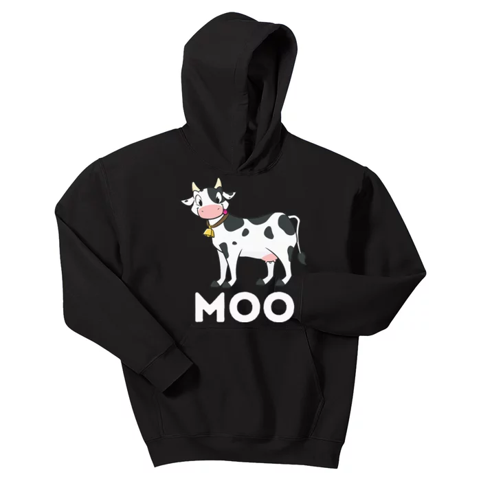 Moo Funny Cow Lover Famer Cattle Ranch Dairy Farming Kids Hoodie