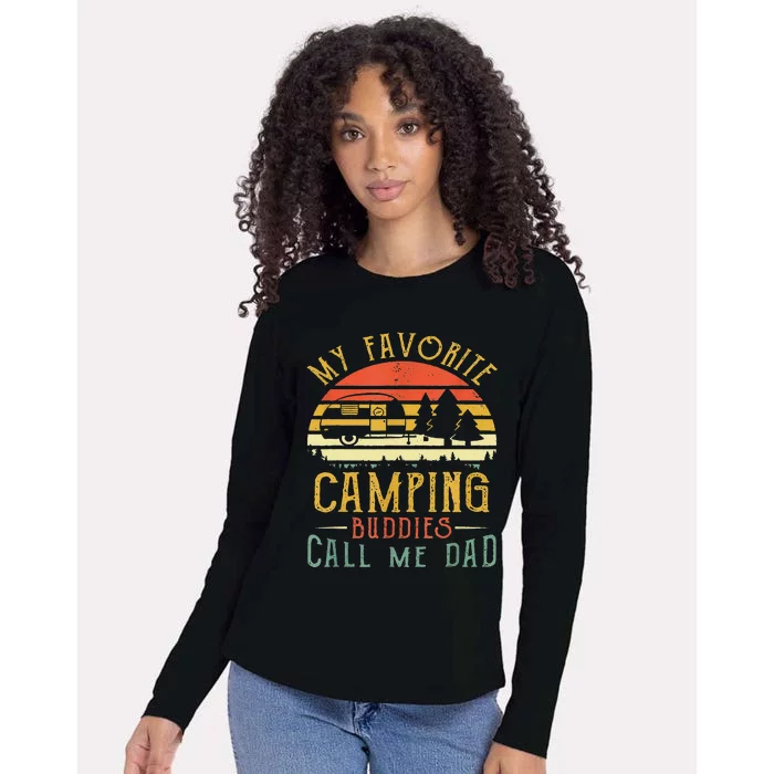 My Favorite Camping Buddies Call Me Dad Vintage Fathers Day Womens Cotton Relaxed Long Sleeve T-Shirt