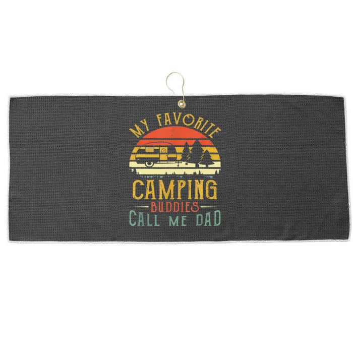 My Favorite Camping Buddies Call Me Dad Vintage Fathers Day Large Microfiber Waffle Golf Towel