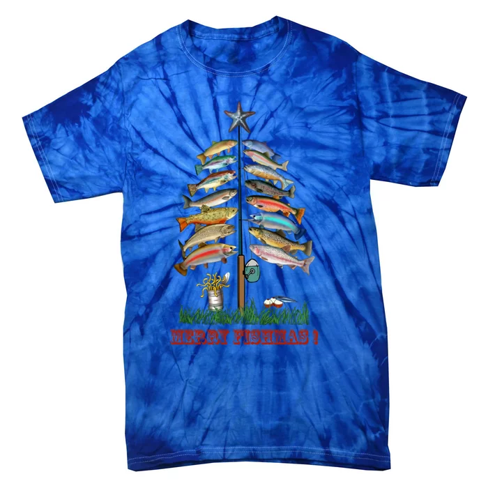 Merry Fishmas Christmas Fish Tree Meaningful Gift Tie-Dye T-Shirt