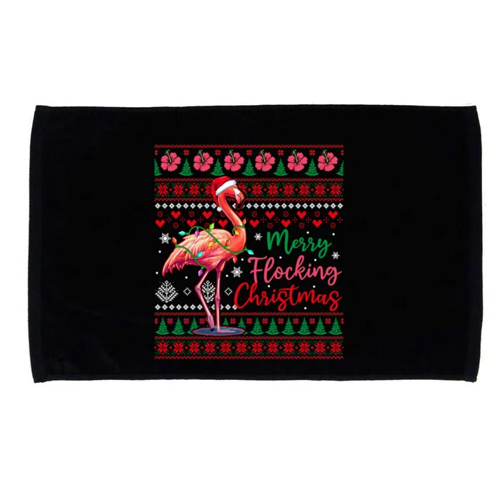 Merry Flocking Christmas Costume Hawaiian Santa Flamingo Gift Microfiber Hand Towel