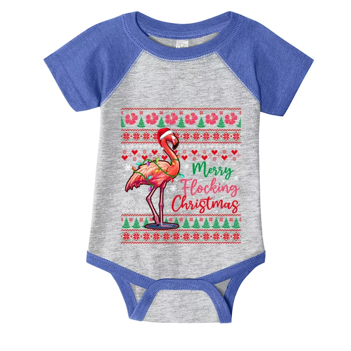 Merry Flocking Christmas Costume Hawaiian Santa Flamingo Gift Infant Baby Jersey Bodysuit