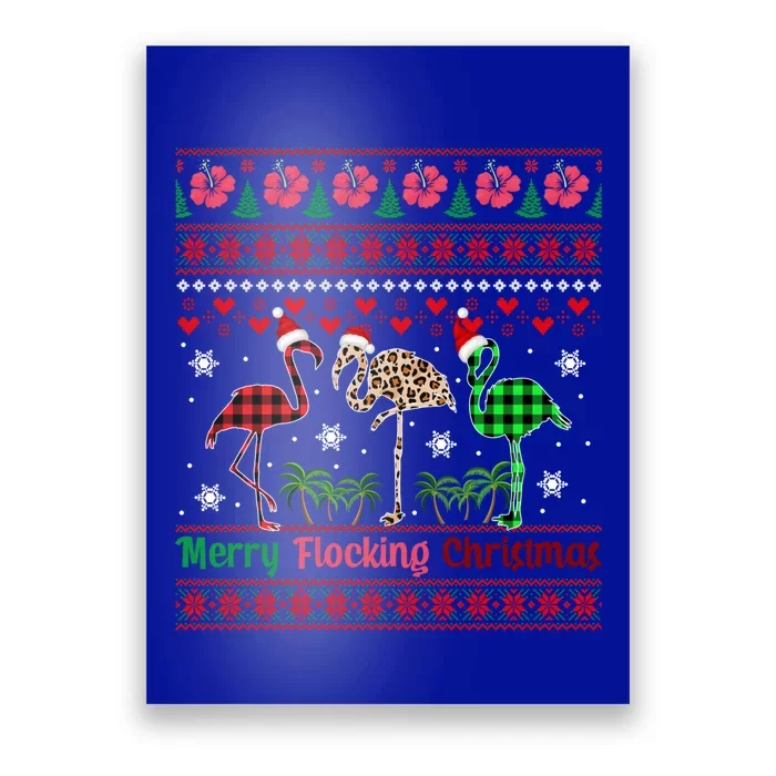 Merry Flocking Christmas Costume Three Santa Flamingos Great Gift Poster