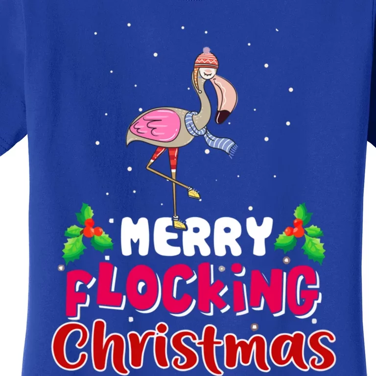 Merry Flocking Christmas Funny Gift Cute Flamingo Christmas Cool Gift Women's T-Shirt