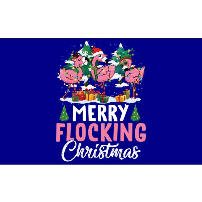 Merry Flocking Christmas Flamingo Pink In Santa Hat Gift Fun Gift Bumper Sticker