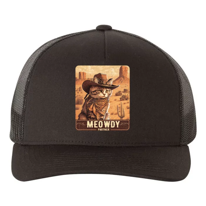 Meowdy! Funny Country Music Cat Cowboy Hat Poster Yupoong Adult 5-Panel Trucker Hat