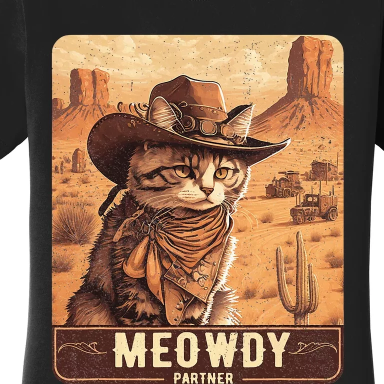 Meowdy! Funny Country Music Cat Cowboy Hat Poster Women's T-Shirt