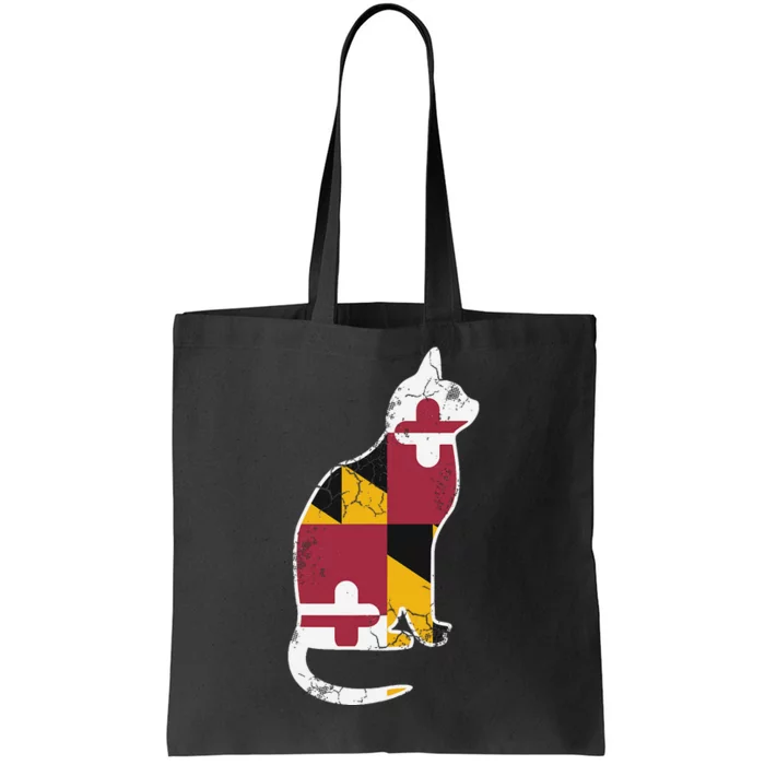 Maryland Flag Calico Cat Vintage Distressed Fade Tote Bag