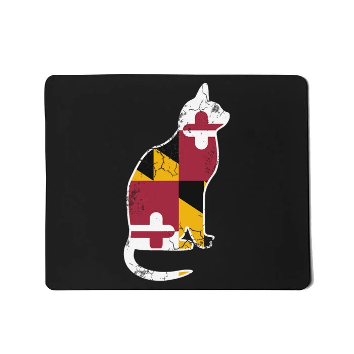 Maryland Flag Calico Cat Vintage Distressed Fade Mousepad