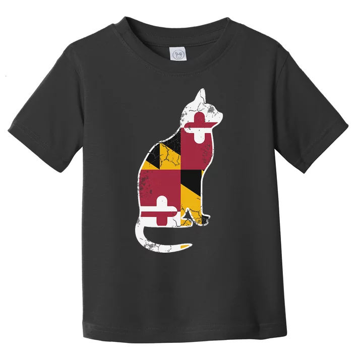 Maryland Flag Calico Cat Vintage Distressed Fade Toddler T-Shirt