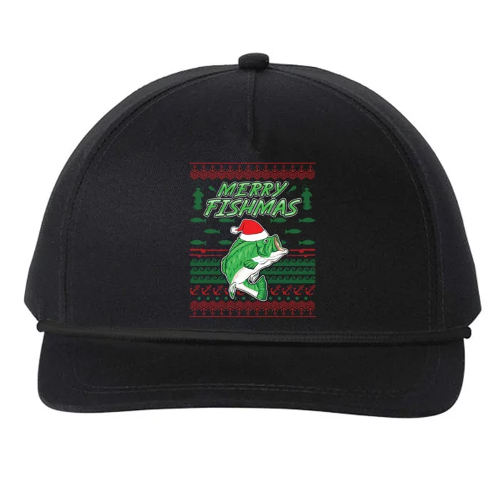 Merry Fishmas Christmas Fishing Gift Snapback Five-Panel Rope Hat