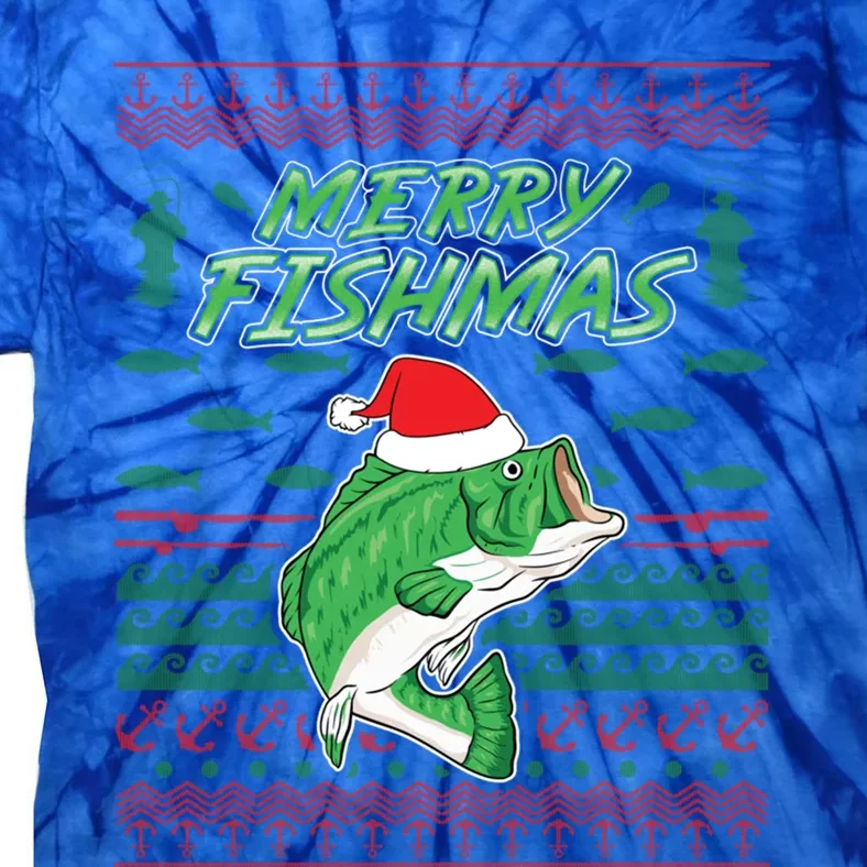 Merry Fishmas Christmas Fishing Gift Tie-Dye T-Shirt