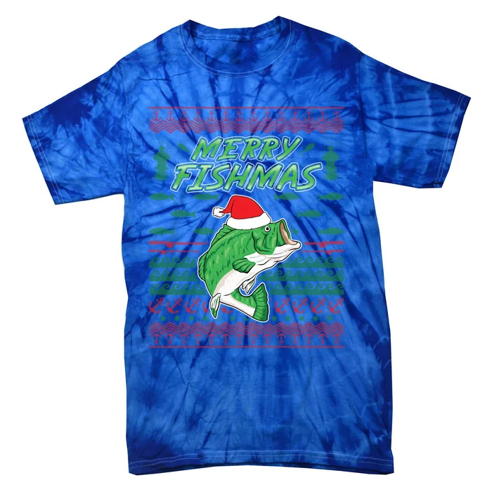 Merry Fishmas Christmas Fishing Gift Tie-Dye T-Shirt