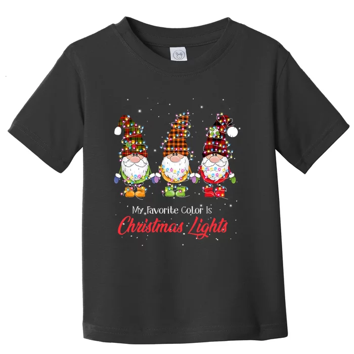 My Favorite Color Is Christmas Lights Gnomies Gnome Buffalo Toddler T-Shirt