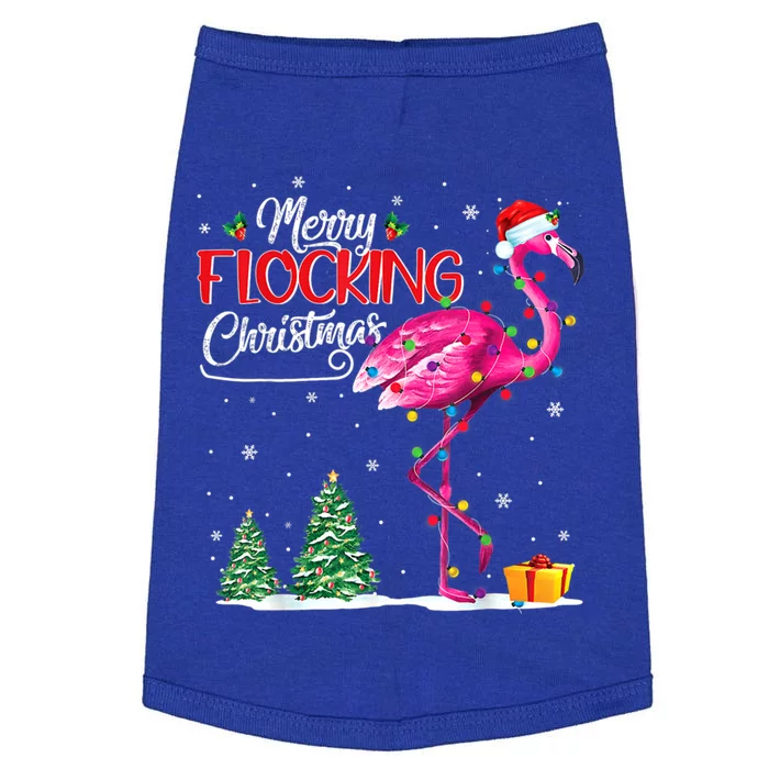 Merry Flocking Christmas Flamingo Pink In Santa Hat Xmas Cute Gift Doggie Tank