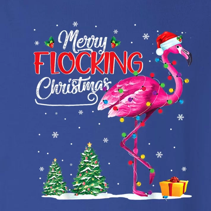 Merry Flocking Christmas Flamingo Pink In Santa Hat Xmas Cute Gift Toddler Long Sleeve Shirt