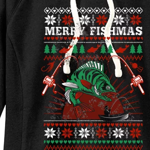 Merry Fishmas Christmas Funny Xmas Fisher Fish Lover Funny Gift Women's Fleece Hoodie