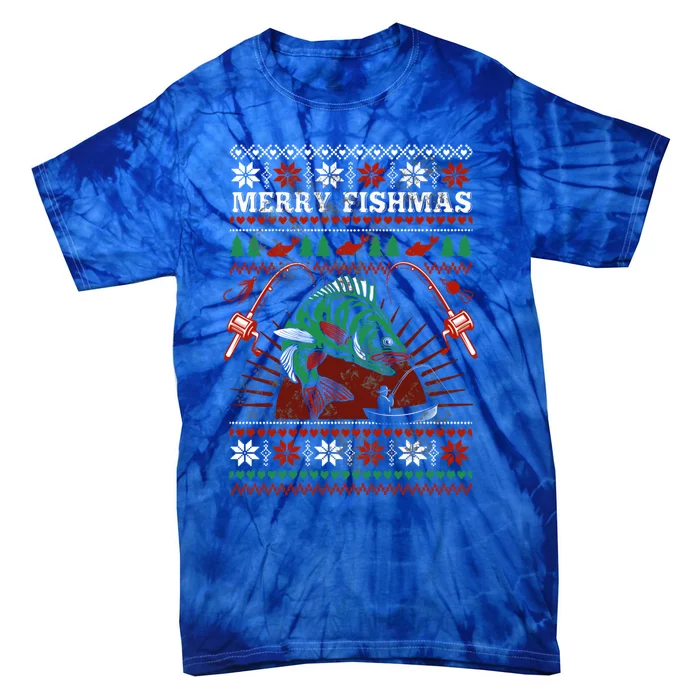 Merry Fishmas Christmas Funny Xmas Fisher Fish Lover Funny Gift Tie-Dye T-Shirt