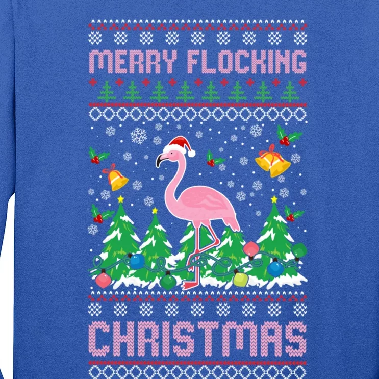 Merry Flocking Christmas Pajama Funny Flamingo Ugly Xmas Gift Long Sleeve Shirt