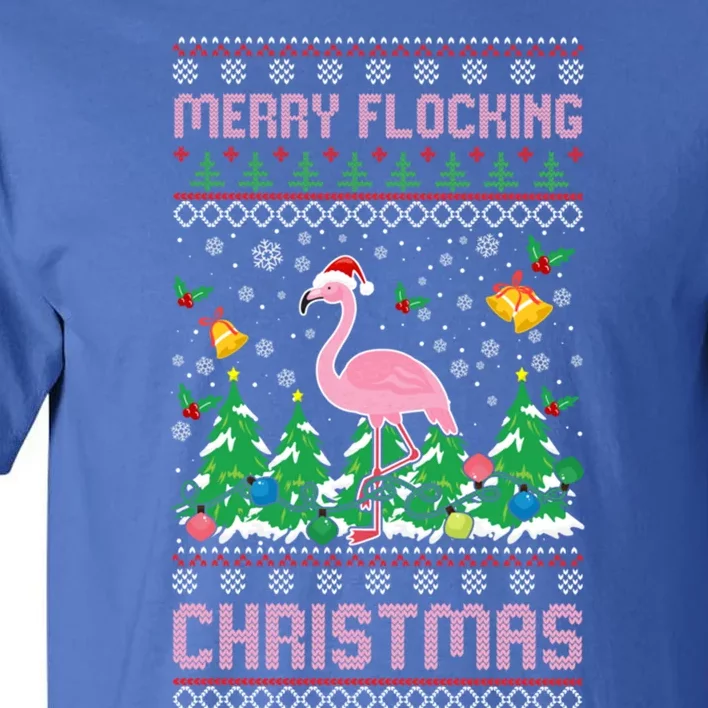 Merry Flocking Christmas Pajama Funny Flamingo Ugly Xmas Gift Tall T-Shirt