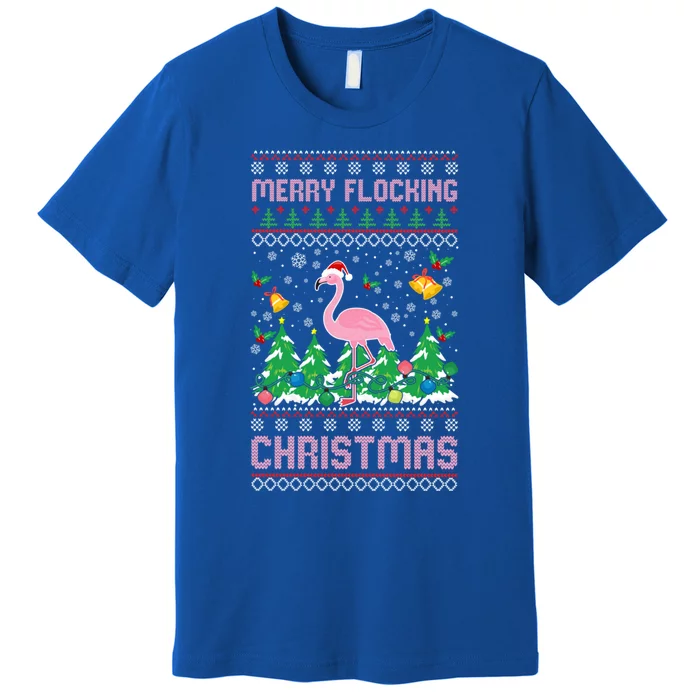 Merry Flocking Christmas Pajama Funny Flamingo Ugly Xmas Gift Premium T-Shirt