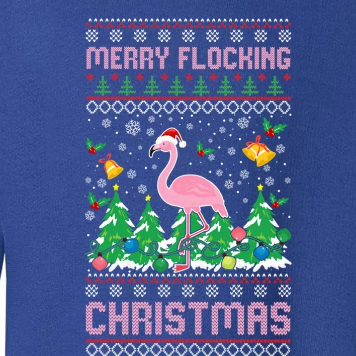 Merry Flocking Christmas Pajama Funny Flamingo Ugly Xmas Gift Toddler Sweatshirt