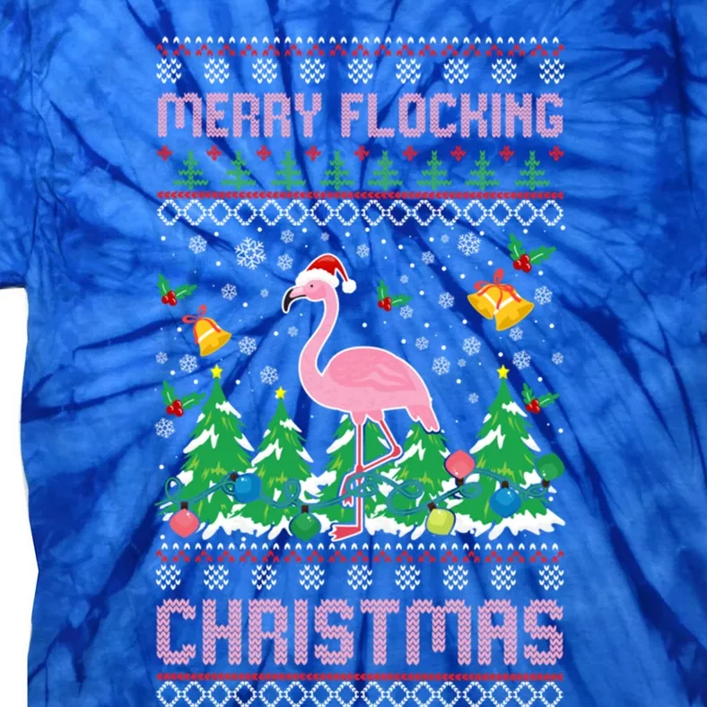 Merry Flocking Christmas Pajama Funny Flamingo Ugly Xmas Gift Tie-Dye T-Shirt