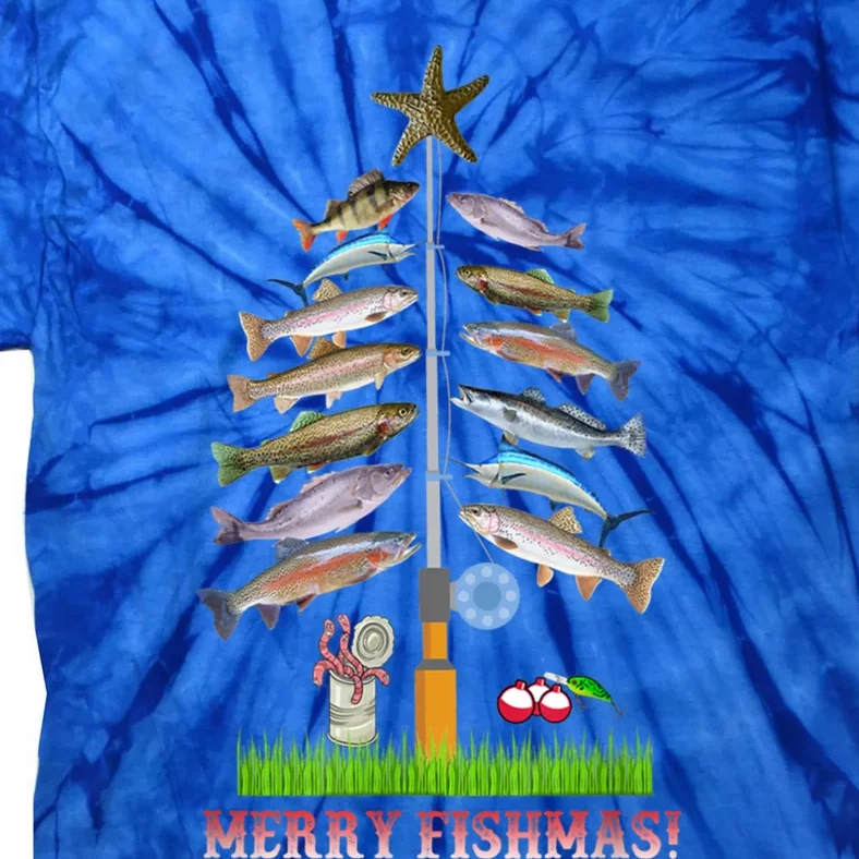 Merry Fishmas Christmas Tree Funny Gift Cute Gift Tie-Dye T-Shirt