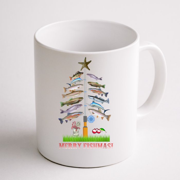 Merry Fishmas Christmas Tree Funny Gift Cute Gift Front & Back Coffee Mug