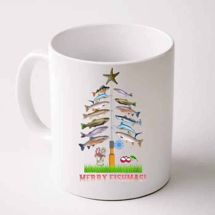 Merry Fishmas Christmas Tree Funny Gift Cute Gift Front & Back Coffee Mug