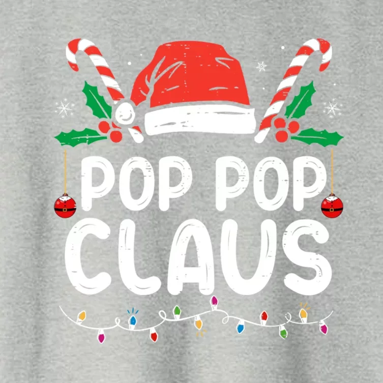 Matching Family Christmas Pajama Xmas Lights Pop Pop Claus Gift Women's Crop Top Tee