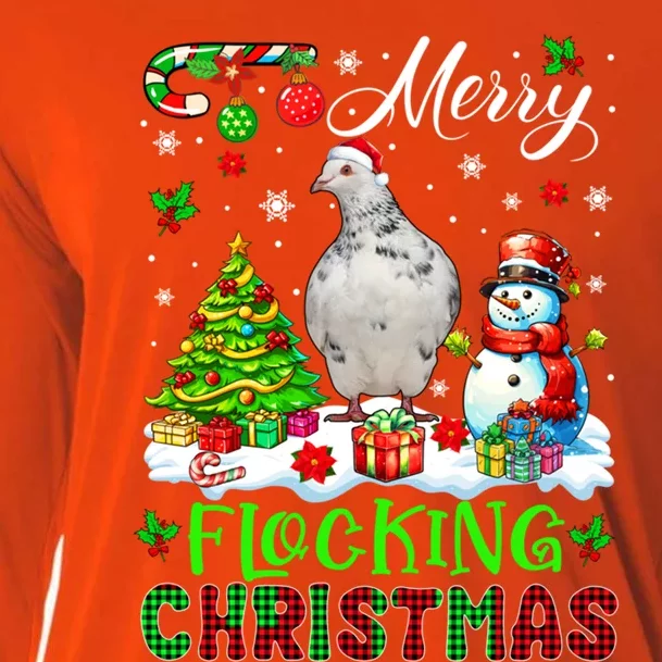 Merry Flocking Christmas Santa Pigeon Xmas Symbols Snow Cute Gift Cooling Performance Long Sleeve Crew