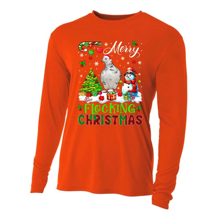 Merry Flocking Christmas Santa Pigeon Xmas Symbols Snow Cute Gift Cooling Performance Long Sleeve Crew