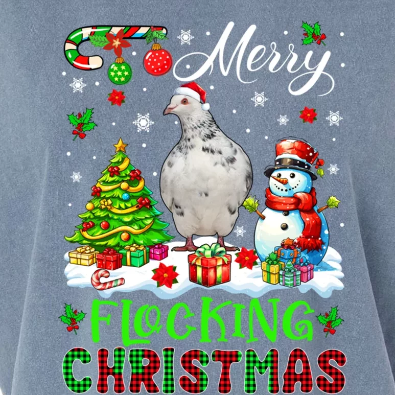 Merry Flocking Christmas Santa Pigeon Xmas Symbols Snow Cute Gift Garment-Dyed Women's Muscle Tee