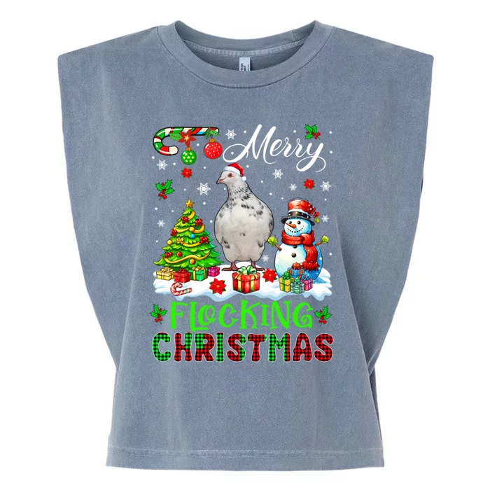 Merry Flocking Christmas Santa Pigeon Xmas Symbols Snow Cute Gift Garment-Dyed Women's Muscle Tee