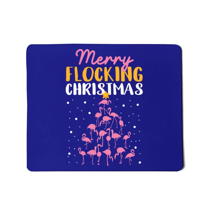 Merry Flocking Christmas Pink Flamingo Xmas Tree Lights Cool Gift Mousepad