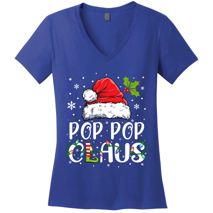 Matching Family Christmas Santa Pop Pop Claus Xmas Pajamas Gift Women's V-Neck T-Shirt