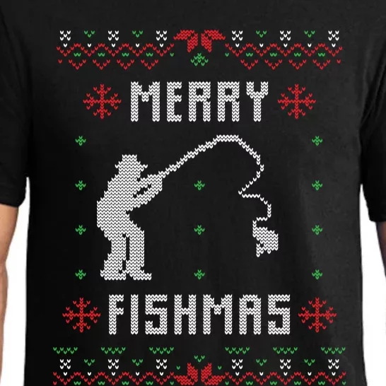 Merry Fish Christmas Fishing Design Dad Mom Gift Graphic Meaningful Gift Pajama Set