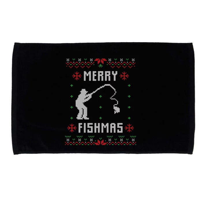 Merry Fish Christmas Fishing Design Dad Mom Gift Graphic Meaningful Gift Microfiber Hand Towel