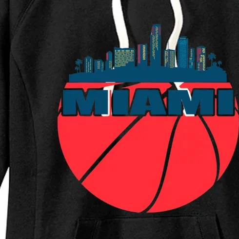 Miami Florida Cityscape Retro Basketball For Fans Women's Fleece Hoodie