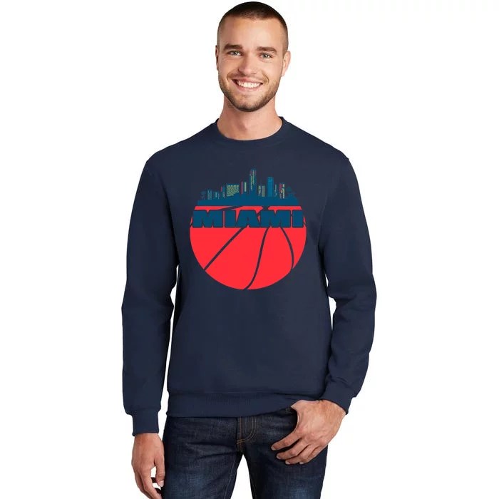 Miami Florida Cityscape Retro Basketball For Fans Tall Sweatshirt