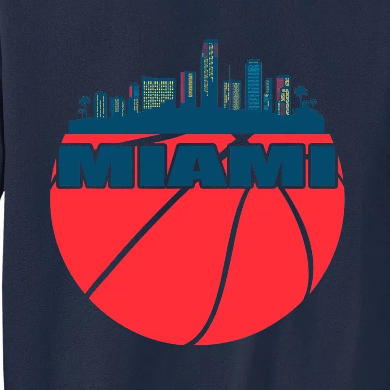 Miami Florida Cityscape Retro Basketball For Fans Tall Sweatshirt