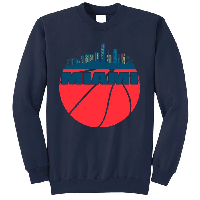 Miami Florida Cityscape Retro Basketball For Fans Tall Sweatshirt